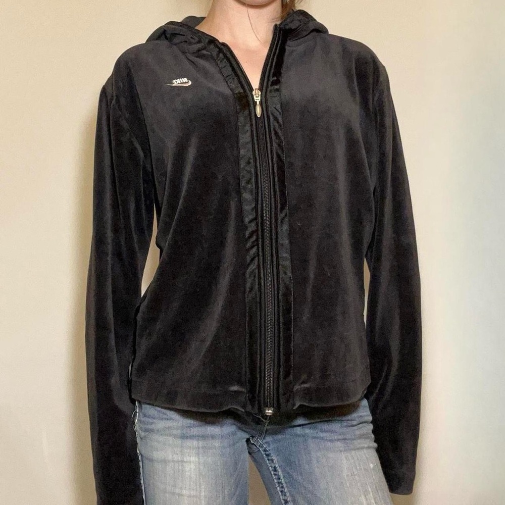 Nike Black Velour Zip-Up Hoodie